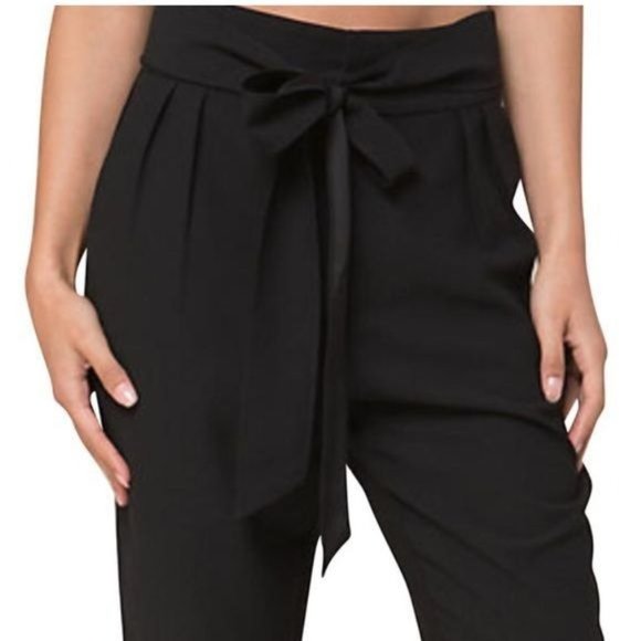 bebe Pants - BEBE High rise Stretch Tie waist belted Jogger pants in Black Size S NWT